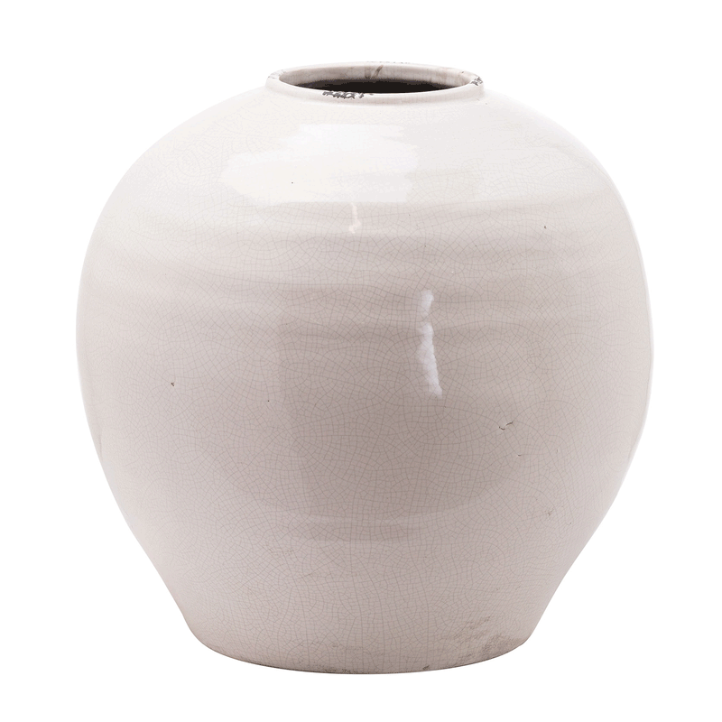 Garda Glazed White Regola Vase by Lavishway | Vases-50971