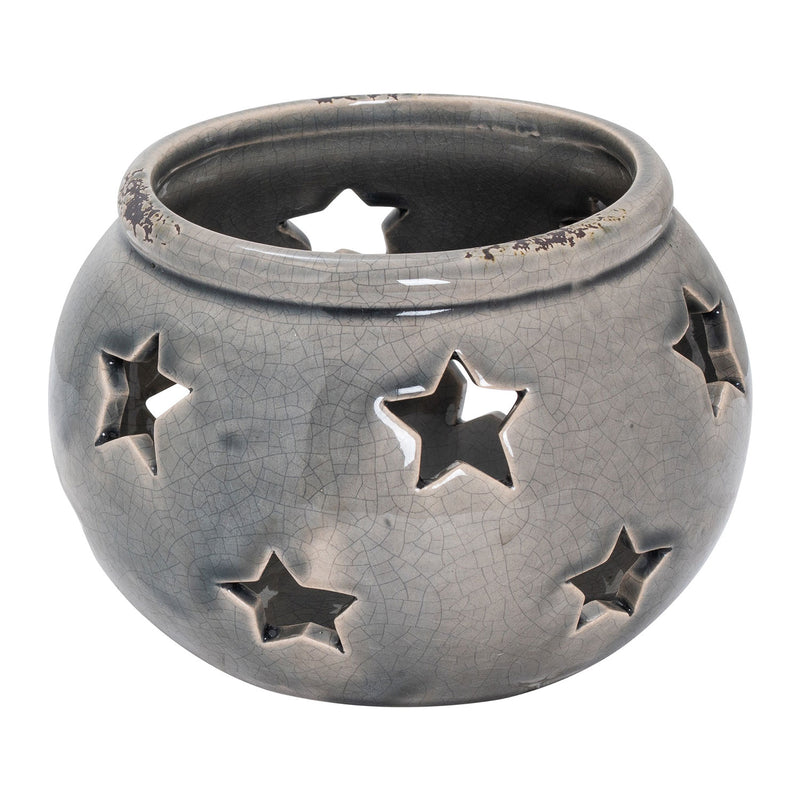 Garda Star Grey Ceramic Candle Lantern by Lavishway | Candle Holders-51371