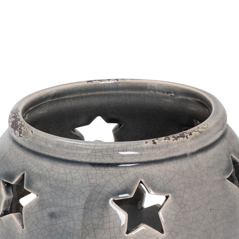 Garda Star Grey Ceramic Candle Lantern by Lavishway | Candle Holders-51372