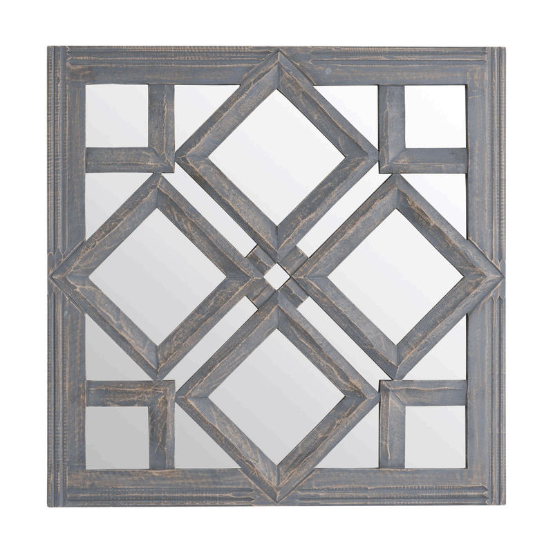 Geometric Diamond Cut Out Grey Wall Mirror by Lavishway | Wall Mirrors-50367
