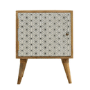 Martino Screen Printed 1 Door Bedside Cabinet by Lavishway | Bedside Tables-59901
