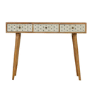 Martino Screen Printed 3 Drawers Writing Desk by Lavishway | Reclaimed Wood Desks-59869