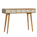 Martino Screen Printed 3 Drawers Writing Desk by Lavishway | Reclaimed Wood Desks-59868