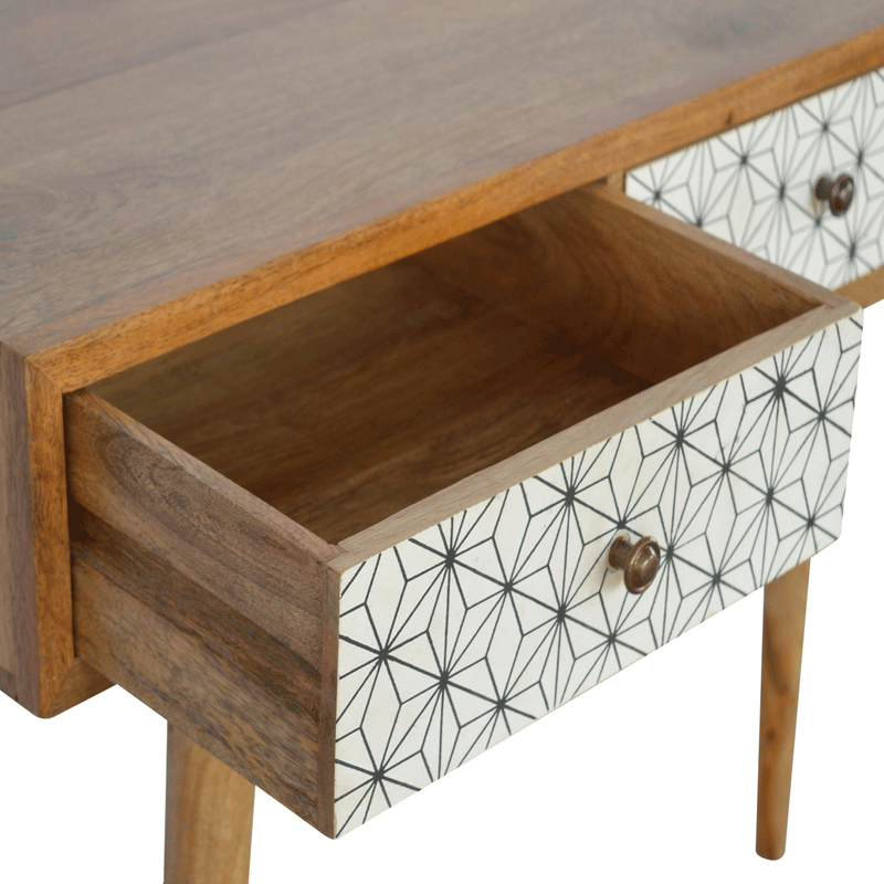 Martino Screen Printed 3 Drawers Writing Desk by Lavishway | Reclaimed Wood Desks-59875