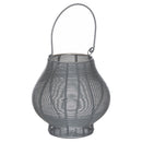 Glowray Silver & Grey Bulbous Wire Lantern by Lavishway | Candle Holders-50748