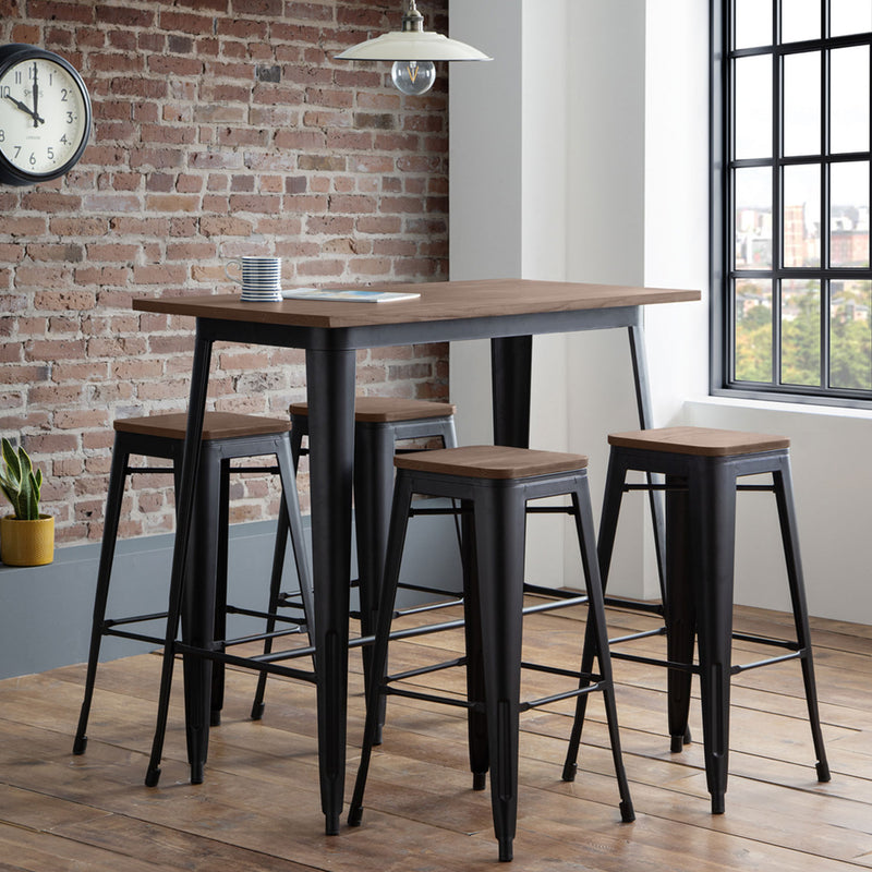 Grafton Solid Elm Wood Seat Bar Stool by Lavishway | Bar Stools-20357