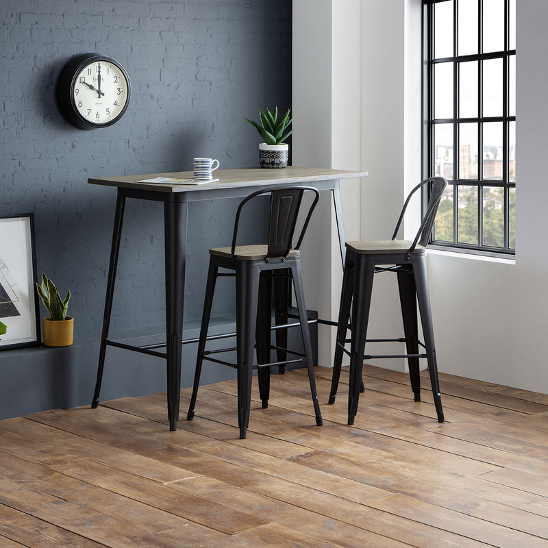 Grafton Solid Elm Wood Seat Bar Stool by Lavishway | Bar Stools-20240