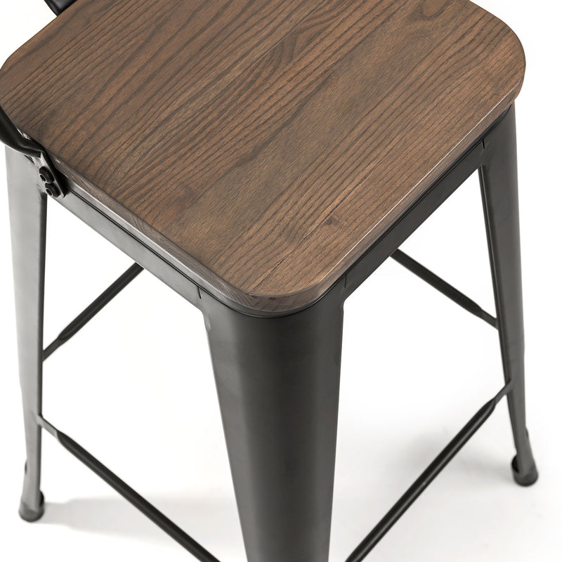 Grafton Solid Elm Wood Seat Bar Stool by Lavishway | Bar Stools-20244
