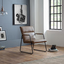 Gramercy Brown Leather Accent Chair by Lavishway | Accent Chairs-20224