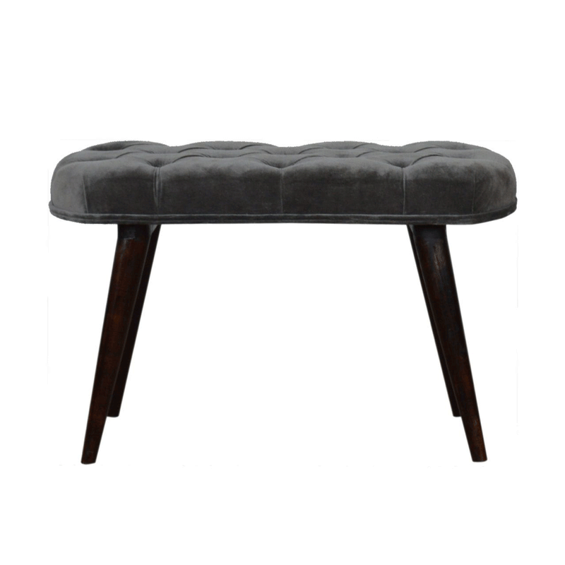 Luxor Upholstered Grey Velvet Bench by Lavishway | Benches & Storage Benches-59674