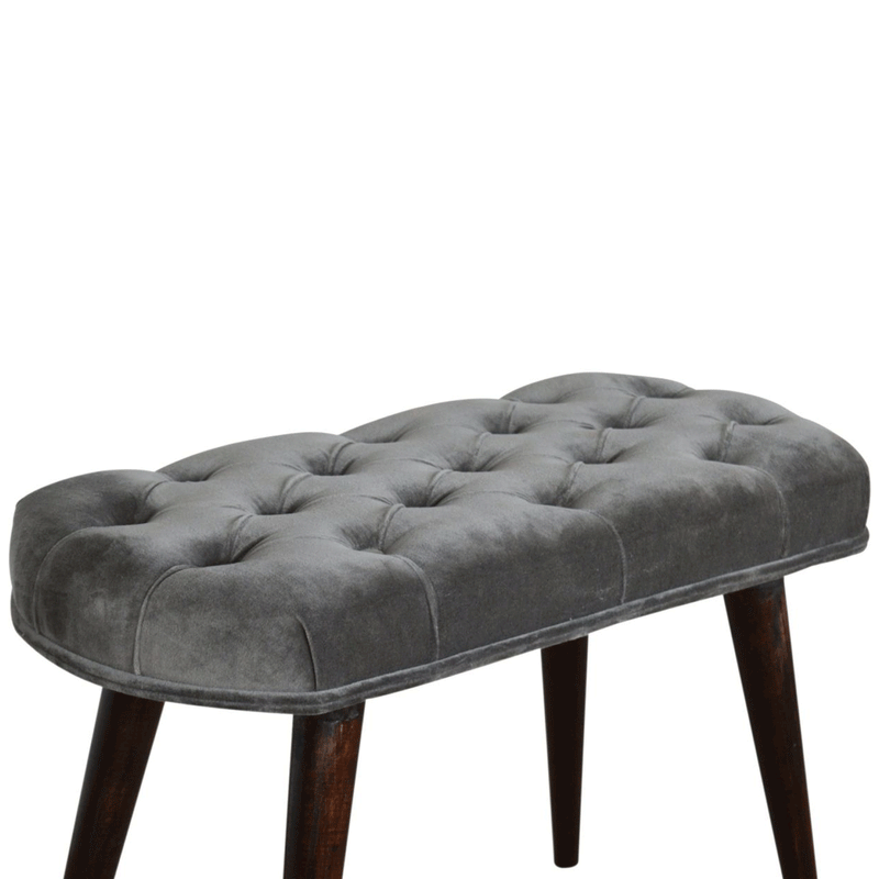 Luxor Upholstered Grey Velvet Bench by Lavishway | Benches & Storage Benches-59677