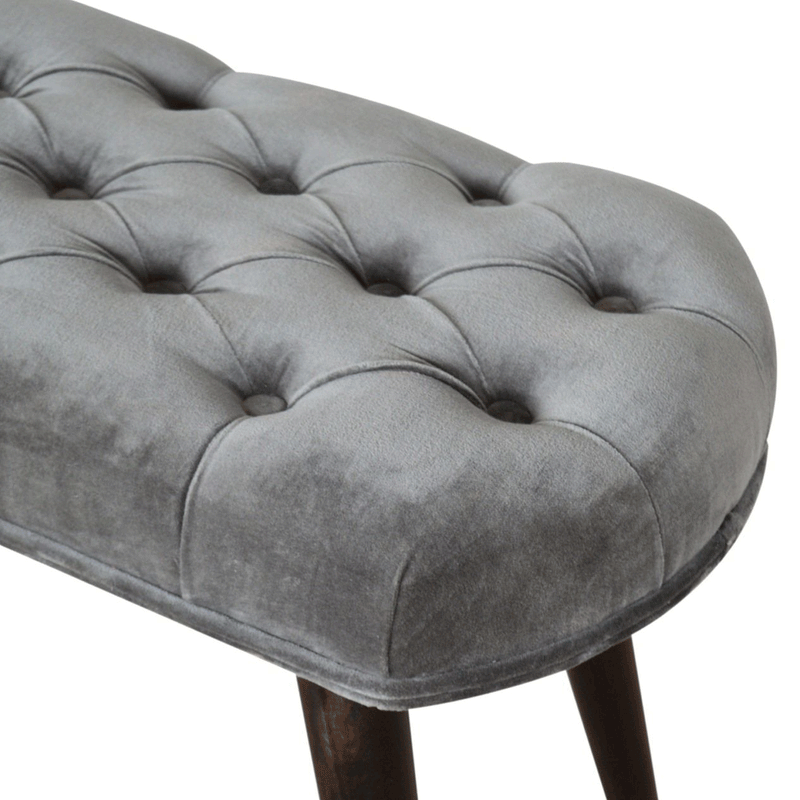 Luxor Upholstered Grey Velvet Bench by Lavishway | Benches & Storage Benches-59680