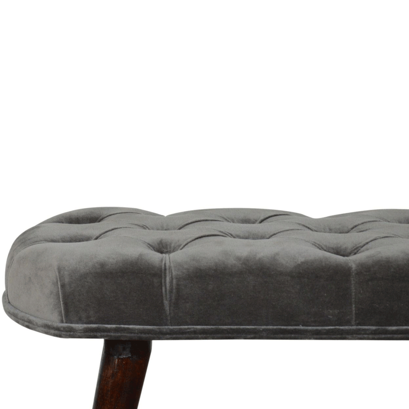 Luxor Upholstered Grey Velvet Bench by Lavishway | Benches & Storage Benches-59678