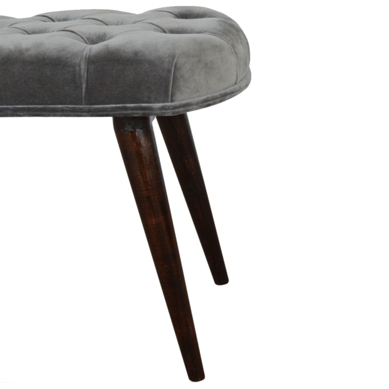 Luxor Upholstered Grey Velvet Bench by Lavishway | Benches & Storage Benches-59676