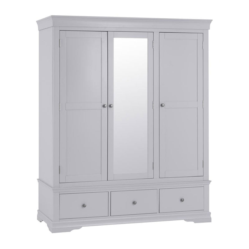 Swallow Grey 3 Door 3 Drawer Wardrobe by Lavishway | Wardrobe-36042
