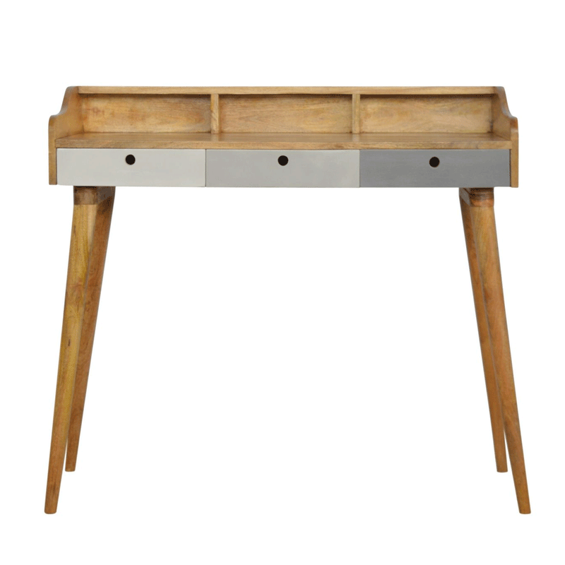 Swindon 3 Drawers Grey Painted Writing Desk by Lavishway | Reclaimed Wood Desks-59572