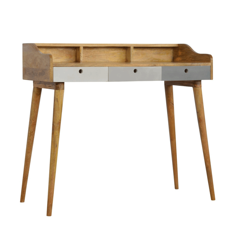Swindon 3 Drawers Grey Painted Writing Desk by Lavishway | Reclaimed Wood Desks-59571
