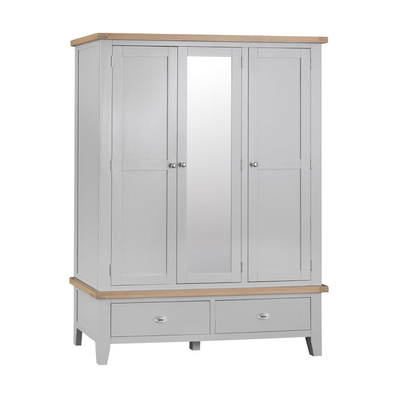 Tattershall Oak Top Grey Large Wardrobe by Lavishway | Wardrobe-35995