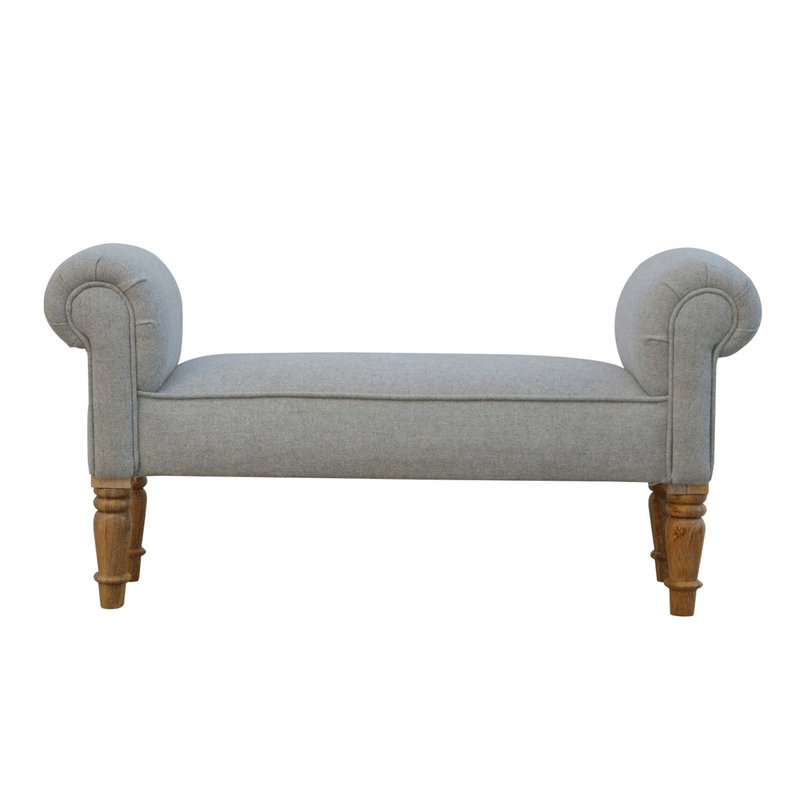 Swindon Solid Wood Grey Tweed Bench by Lavishway | Benches & Storage Benches-59517