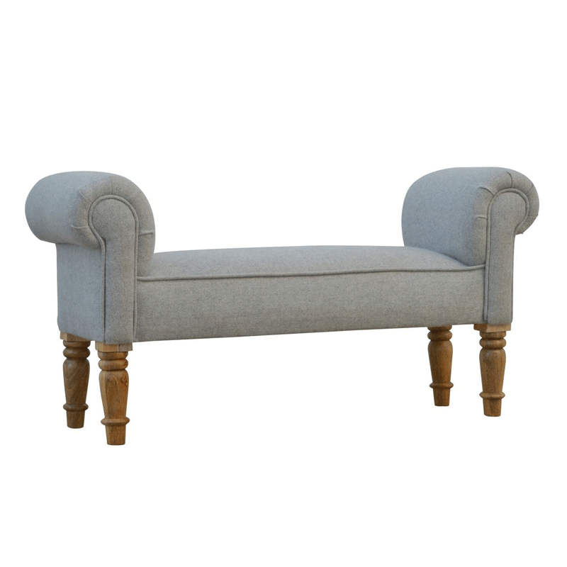 Swindon Solid Wood Grey Tweed Bench by Lavishway | Benches & Storage Benches-59516