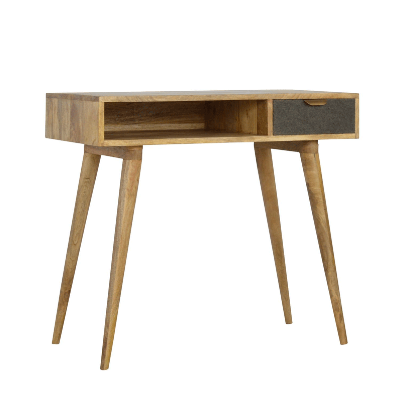 Swindon Upholstered Grey Tweed Writing Desk by Lavishway | Reclaimed Wood Desks-59501