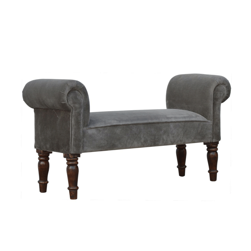 Swindon Upholstered Grey Velvet Bench by Lavishway | Benches & Storage Benches-59488