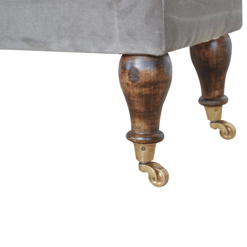 Swindon Castor Feet Grey Velvet Bench by Lavishway | Benches & Storage Benches-59473
