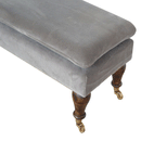 Swindon Castor Feet Grey Velvet Bench by Lavishway | Benches & Storage Benches-59472