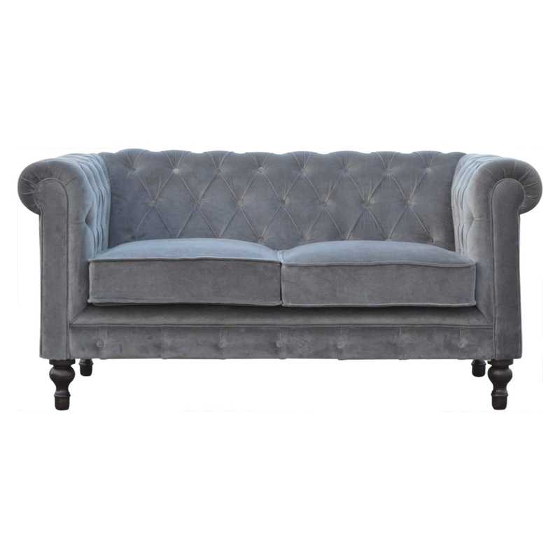 Swindon Chesterfield Grey Velvet Sofa by Lavishway | Velvet Sofa-59440