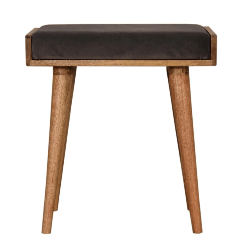 Swindon Tray Style Grey Velvet Footstool by Lavishway | Footstool-59409