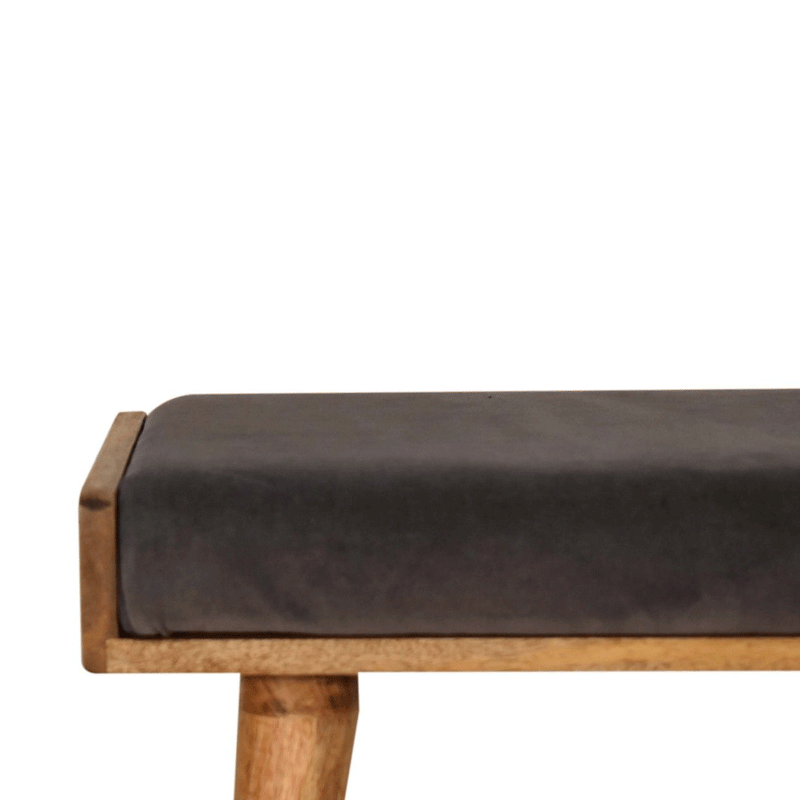 Swindon Tray Style Grey Velvet Footstool by Lavishway | Footstool-59413