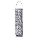 Grey Wicker Glass Hurricane Lantern by Lavishway | Candle Holders-51345