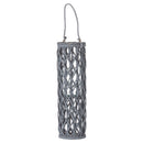 Grey Wicker Glass Hurricane Lantern by Lavishway | Candle Holders-51344