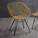 Hadley Rattan Metal Legs Carver Dining Chair by Lavishway | Dining Chairs-34028