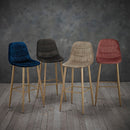 Neel Plush Velvet Bar Stool - Pack of 2 by Lavishway | Bar Stools-38196