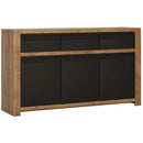 Havana Oak & Black Finish 3 Doors Sideboard by Lavishway | Sideboards-44150