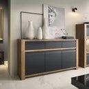 Havana Oak & Black Finish 3 Doors Sideboard by Lavishway | Sideboards-44152