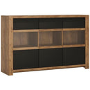 Havana Oak & Black 3 Doors Tall Sideboard by Lavishway | Sideboards-44145