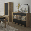 Havana Oak & Black 3 Doors Tall Sideboard by Lavishway | Sideboards-44146