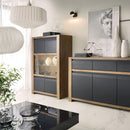 Havana Wide Display Cabinet - Oak and Black by Lavishway | Display Cabinets-44158