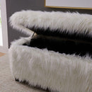 Heavy Shag Faux Sheepskin Ottoman by Lavishway | Benches & Storage Benches-25413