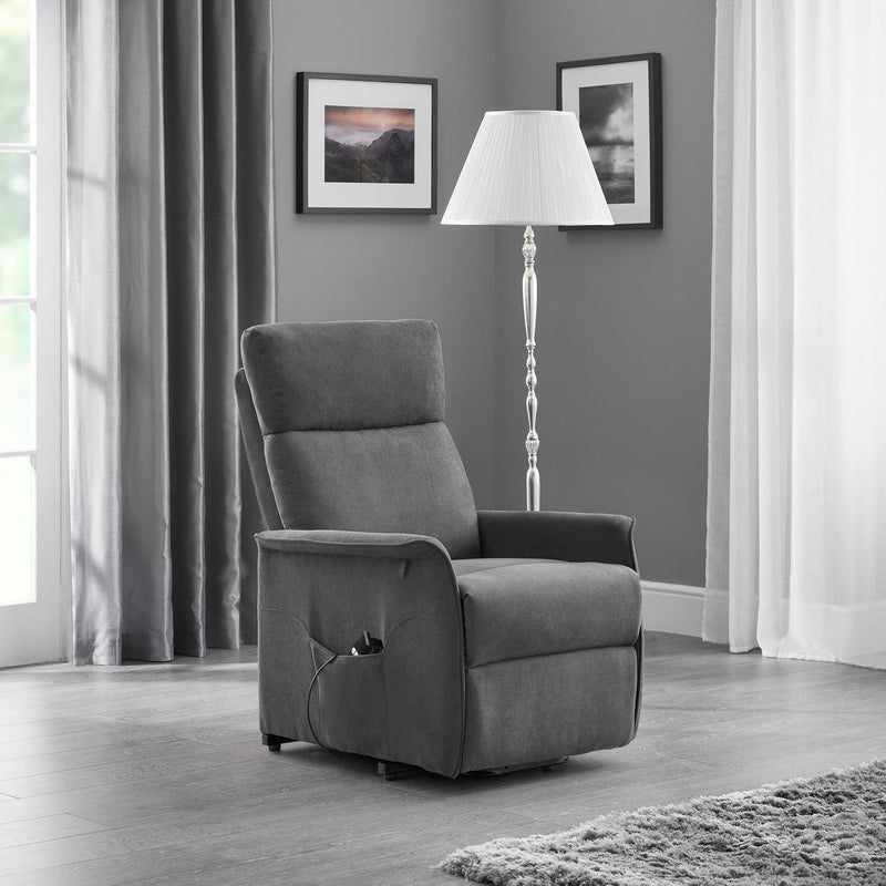 Helena Charcoal Grey Fabric Recline Chair by Lavishway | Recliner Sofa-20178