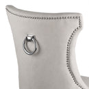 High Wing Backed Cream Fabric Dining Chair by Lavishway | Dining Chairs-51164