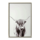 Highland Cow Glass White & Silver Wall Art by Lavishway | Art Gallery-51232