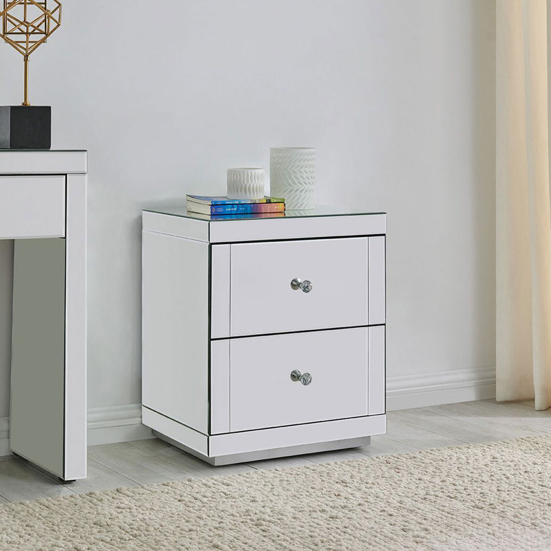 Hollywood 2 Drawers White End Table by Lavishway | Side Tables-25323