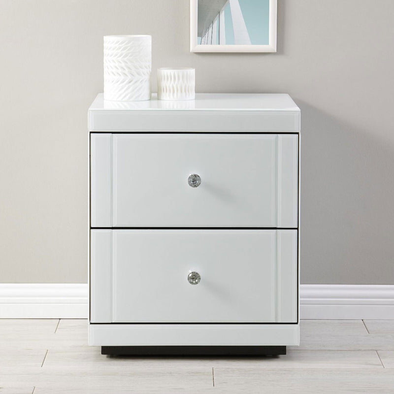 Hollywood 2 Drawers White End Table by Lavishway | Side Tables-25332