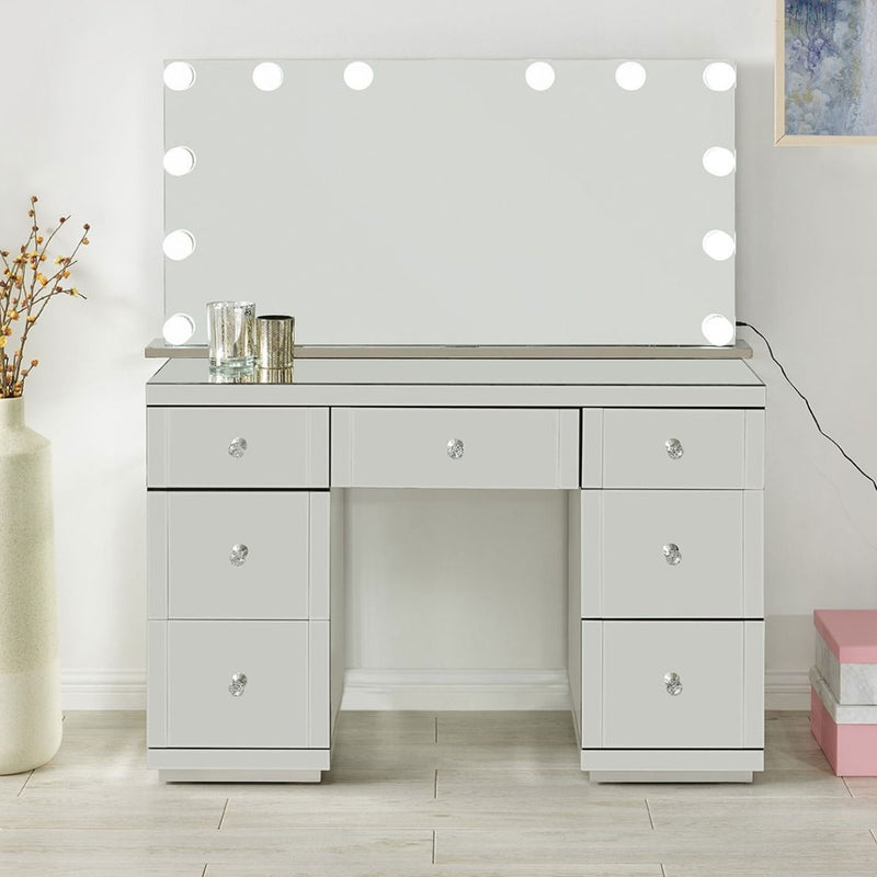 Hollywood Glass Dressing Table & Mirror by Lavishway | Table Mirrors-25119