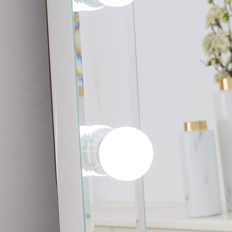 Hollywood LED Bulbs Unique Floor Mirror by Lavishway | Floor Mirrors-25234