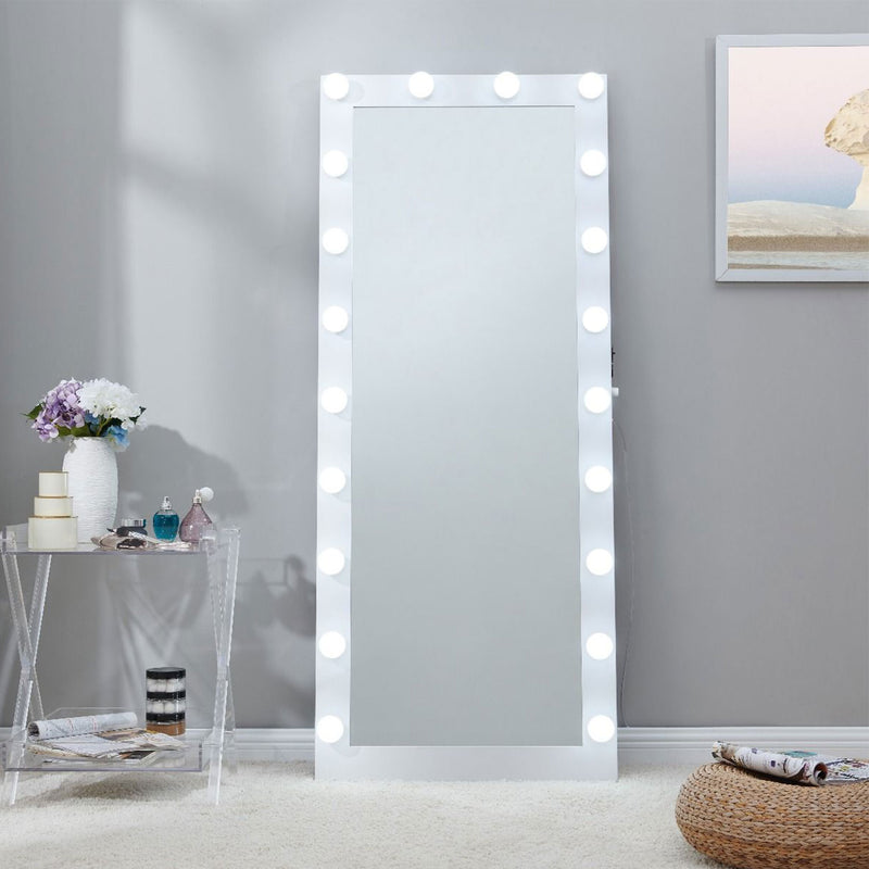 Hollywood LED Bulbs Unique Floor Mirror by Lavishway | Floor Mirrors-25240
