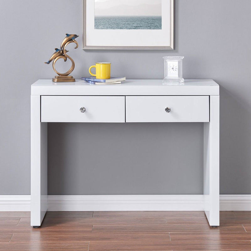 Hollywood White 2 Drawers Console Table by Lavishway | Hallway Console Table-25049